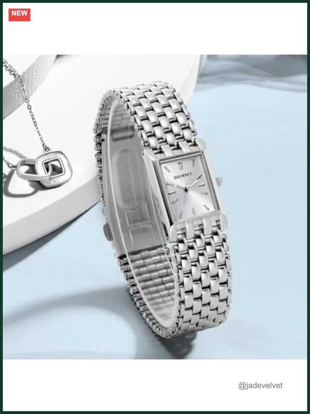 Luxury Silver Watch for Women - Rectangle Stainless Steel Bracelet, Japanese